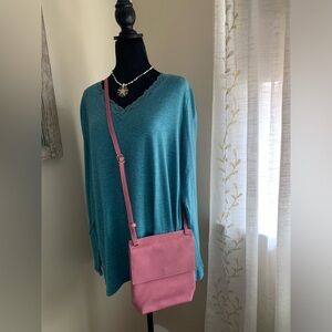 Pink Leather Crossbody